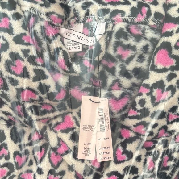 Victoria's Secret Pink and Black Leopard Print Robe - Picture 2 of 4
